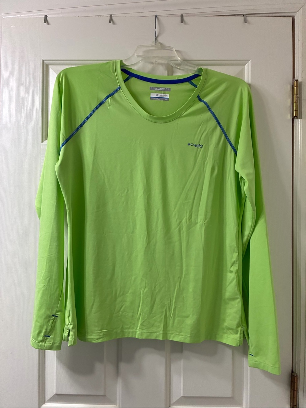 Columbia Men’s Long-Sleeve Performance Shirt - Neon Green with Blue Accents
